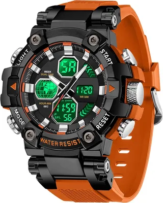 Produktbild von Herren Armbanduhr Blau Robust Outdoor 5ATM wasserdicht LED-Stoppuhr Alarm Dualzeit Datum Woche Digital-Analog Sportuhr TPU-Band Geschenkidee