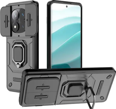 Produktbild von Xiaomi Redmi Note 14 Pro 5G / Poco X7 Hülle - Coverup Ring Ständer Back Cover mit Kamera Schutz - Schwarz