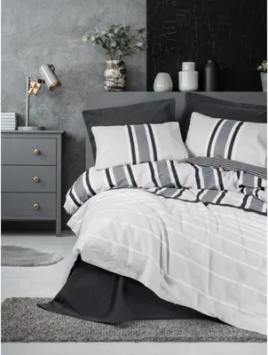 Produktbild von Bettwäsche-Set, 220 x 240 cm, 2 Kissenbezüge 60 x 60 cm, 100% Baumwolle Renforcé, Anthrazit, Knopfverschluss
