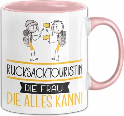 Produktbild von Rucksacktouristin Geschenk Tasse Becher Die Frau Die Allen Kann Geschenkidee für eine Rucksacktouristin Lustig (Rosa)