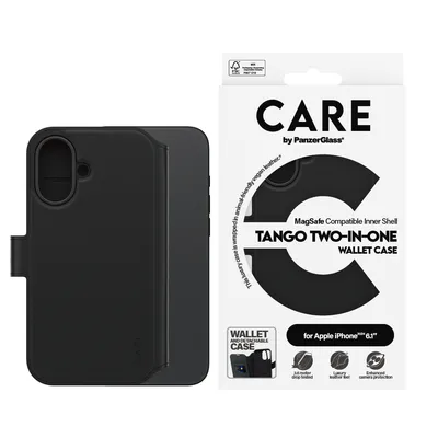 Produktbild von PanzerGlass CARE™ by ® Tango 2-in-1 Wallet Case m. MagSafe iPhone 16, Cover, Apple, Apple - iPhone 16, Schwarz