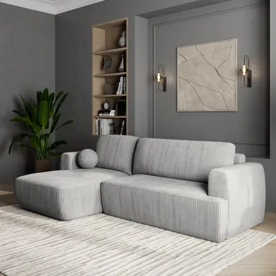 Produktbild von Masseno Ecksofa SENTI P L-S mit Schlaffunktion L-Form, Sofa mit Bettkasten, Wohnzimmersofa, Couch, Soffa, Bettsofa, Couchgarnitur- Hellgrau, POSO 55