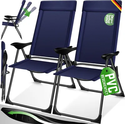 Produktbild von KESSER® 2er Set Gartenstuhl Hochlehner Alu Klappstuhl 7-Fach Verstellbar mit Armlehnen Atmungsaktiv klappbar Campingstuhl Balkonstuhl Klappsessel Garten Terrasse