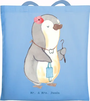 Produktbild von Mr. & Mrs. Panda Shopping Tasche Kieferorthopädin Herz - Sky Blue - Geschenk, Baumwolltasche, Laptoptasche, Jutebeutel, Tote Bag, Beutel