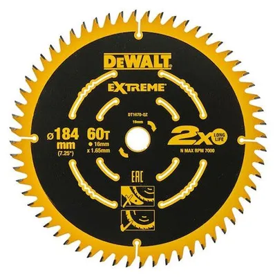 Image de Lame de scie circulaire Carbure ELITE DEWALT DT1670-QZ 184x16mm 60T