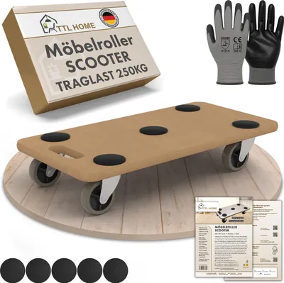 Produktbild von TTL HOME Möbelroller SCOOTER 58x30x11cm 250kg Rollbrett Transportroller Gummirollen Anti-Rutsch-Pads