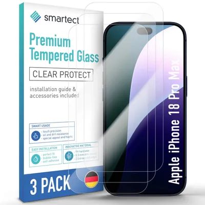 Produktbild von 3x Schutzglas Panzerfolie Klar für Apple iPhone 18 Pro Max Displayschutz