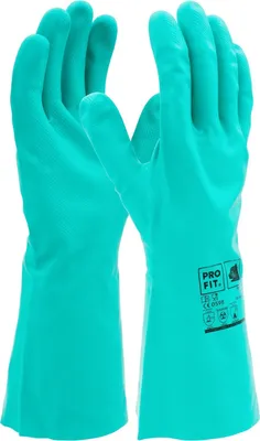 Produktbild von PRO FIT Nitril-Handschuh, zum Schutz vor Chemikalien, mit Stulpen, ohne Latex, Spülhandschuh, Haushaltshandschuh, Putzhandschuh, 12 Paar- Gr. 12
