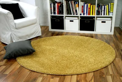 Produktbild von Hochflor Velours Teppich Mona Curry Rund, Größe:200 cm Rund