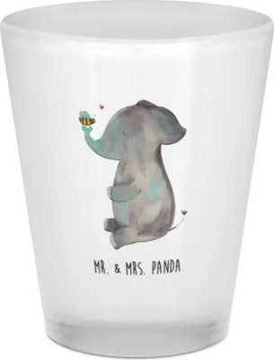 Produktbild von Mr. & Mrs. Panda Stamper Elefant Biene - Transparent - Geschenk, Gläschen, Liebesspruch, Hochzeitsgeschenk, Schnapsglas, Mini Glas, Schnaps, Tiermotive, Pinnchen, Liebe