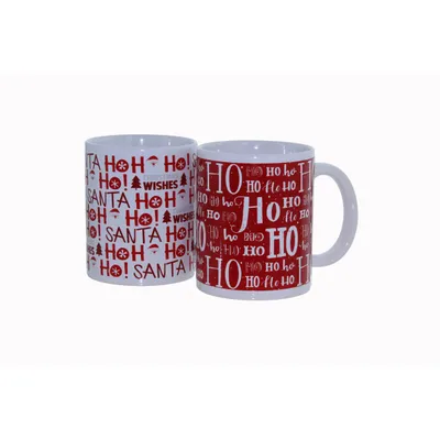 Immagine prodotto di Kaffeebecher HoHoHo, 2er Set, Weihnachtstasse, Kaffeetasse, Becher, Tasse, Keramik, Rot / Weiß, 300 ml, 55637