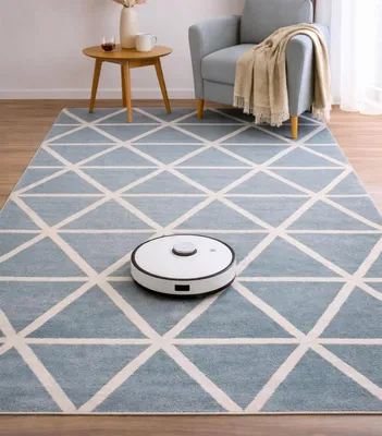 Produktbild von Teppich Kurzflor Pastellfarben Weiss Rauten Design Robust in versch. Farben, für Wohnzimmer, Schlafzimmer, küche