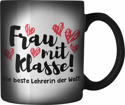 Produktbild von Trendation - Lehrerin Geschenk Farbwechsel Zauber-Tasse Geschenkidee Lustig Danke Sprüche Grundschule Frau mit Klasse (Schwarz)