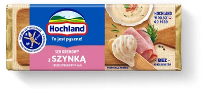 Zdjęcie produktu dla Hochland z szynką. Ser kremowy topiony w bloczku. 90 g
