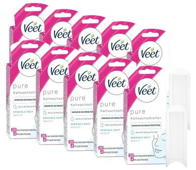 Produktbild von Veet Kaltwachsstreifen Gesicht sensible Haut 12 x 20 Stück