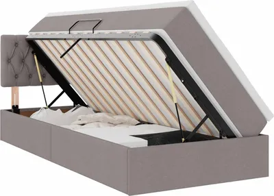 Produktbild von Aufbewahrungsbett mit Matratze Taupe 100 x 200 cm Holzwerkstoff