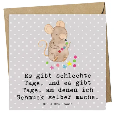 Produktbild von Mr. & Mrs. Panda Deluxe Karte Maus Schmuck selber machen - Grau Pastell - Geschenk, faltkarte, anlasskarte, doppelkarte, Basteln, DIY, Klappkarte, Glückwunschkarte