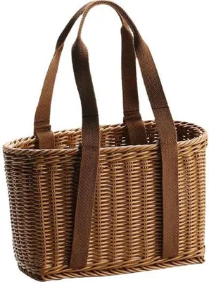Produktbild von 360Home Korbtasche Korb Geflecht Kunstrattan Braun Griff aus Leinen klein 19*15*30cm