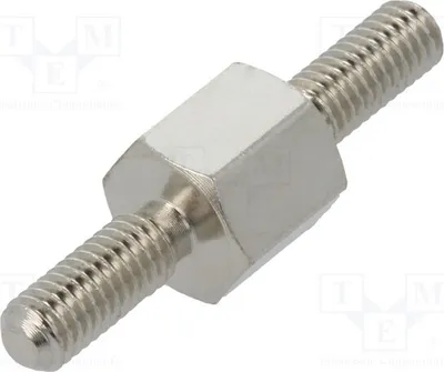 Productafbeelding van 10 afstandsmuffen met schroefdraad, zeshoekig, 6 mm buitendiameter: M3, messing, type 415X06, afstandselement