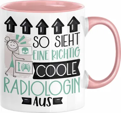 Produktbild von Radiologin Geschenk Tasse Geschenkidee für Radiologin Geburtstag Weihnachten Spruch So Sieht Eine Richtig Coole Radiologin Aus Kaffee-Becher  (Rosa)