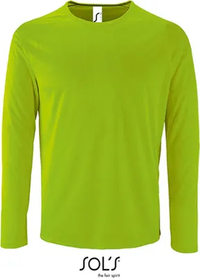 Produktbild von SOLs 02071 | Herren Long-Sleeve Sports T-Shirt Sporty - Farbe: Neon Green - Größe: L