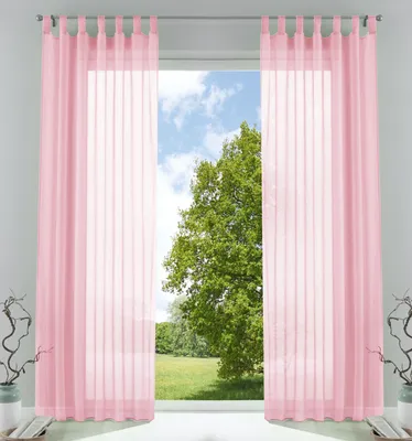 Produktbild von 2er-Pack Gardinen Transparent Vorhang Set Wohnzimmer Voile Schlaufenschal mit Bleibandabschluß HxB  175x140 cm Hellrosa 61000CN