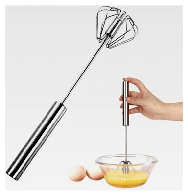 Produktbild von Halbautomatischer Schneebesen aus Edelstahl, einfacher drehbarer Push-Mixer (10 Zoll)