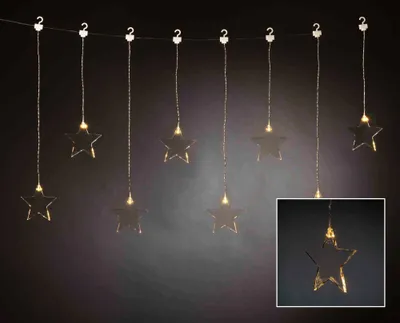 Produktbild von KONSTSMIDE LED Lichtervorhang, 8 Kunststoffsterne, 8 warm weißen Dioden, 3V Innen