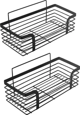 Produktbild von Schwarze Duscheplatte Badorganisator Set