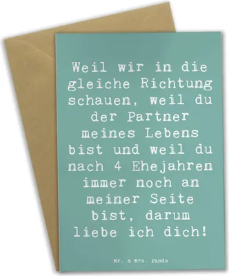 Produktbild von Mr. & Mrs. Panda Grußkarte Spruch 4. Hochzeitstag Seidenhochzeit - Meeresbrise - Geschenk, Heirat, Grußkarten, weihnachtskarten, dankeskarten, einladungskarten, Heiraten