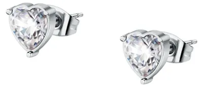 Produktbild von Glitzernde Stahlohrringe Herz mit Kristall LPS01AYQ121