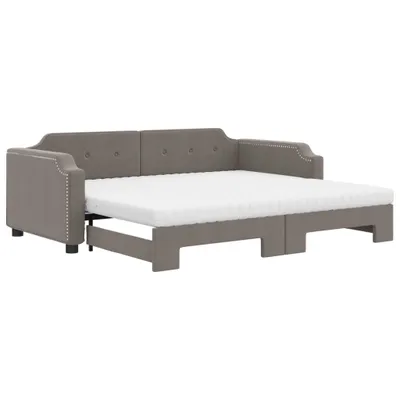 Produktbild von vidaXL Tagesbett Ausziehbar mit Matratzen Taupe 90x200 cm Stoff
