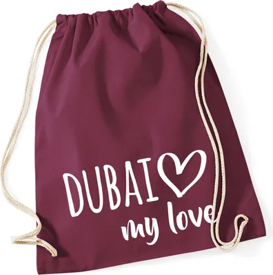 Produktbild von Huuraa Turnbeutel Dubai my love 12 Liter Burgundy Baumwolle Rucksack Geschenkidee