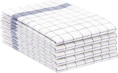 Productafbeelding van Famanu set van 5 theedoeken, 50x70 cm, 100% katoen, blauw geruit