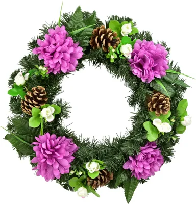 Image de Couronne d'automne avec chrysanthèmes violets Ø35 cm