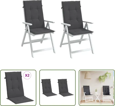 Image de The Living Store Coussins de chaise à haut dossier 2 pcs. Melange Anthracite 120x50x4 cm Tissu