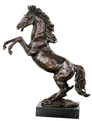 Image de Sculpture de cheval en bronze de luxe, "Casa Padrino", sur socle en pierre naturelle, hauteur 90 cm