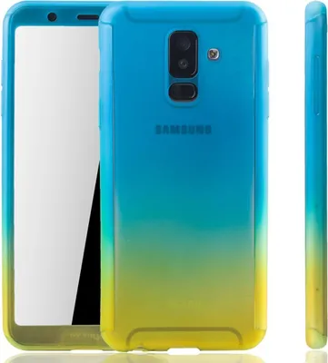 Image de Coque de protection pour Samsung Galaxy A6 Plus (2018), couverture intégrale, protection d'écran 360°, couleur jaune