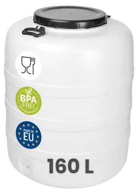 Immagine prodotto di Elzusha - Contenitore in plastica HDPE da 160 litri - Ideale per lo stoccaggio di acqua e alimenti, con coperchio