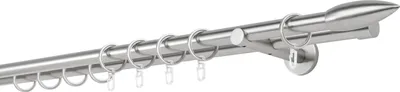 Produktbild von Gardinenstange Maß 20mm Patrone 2-lauf Wandträger 12cm Farbe: Edelstahl-Optik, Größe: 200cm