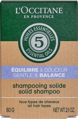 Produktbild von L'Occitane Aromachologie Gentle & Balance Solid Shampoo, 60 g, Festes Shampoo, Nicht-professionell, Frauen, Alle Haare, Alle Farben