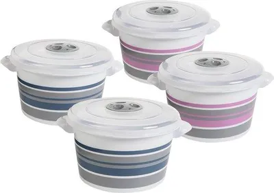 Produktbild von Famanu Mikrowellenschalen Set 4 Stück mit Deckel und Dampfventil - Lebensmittelechtes Kunststoff