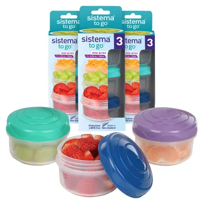 Produktbild von Sistema Snack Pots Mini Bites TO GO Frischhaltedosen | 130 ml | stapelbare Snack