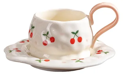 Produktbild von Handbemalte Keramiktasse mit Untertasse, 250 ml