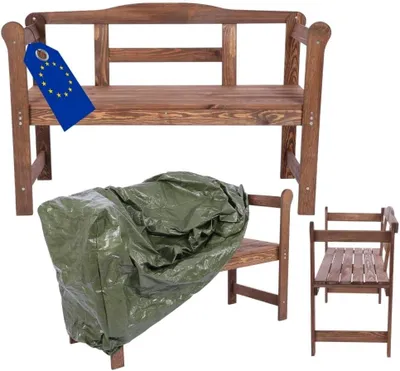 Produktbild von MODO24 Gartenbank Holz, 2-Sitzer, Schutzhülle PVC, Friesenbank, Parkbank, Massivholz, 46x118x78 cm, Braun Imprägniert, G01