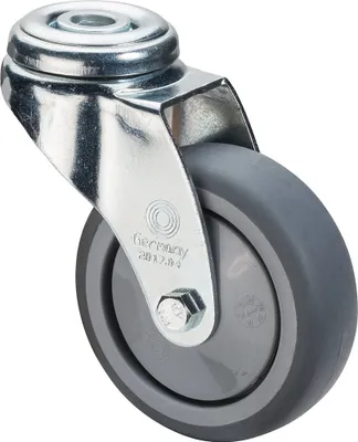 Immagine prodotto di Ruota D.75mm Trgf.60kg con foro posteriore in gomma grigio