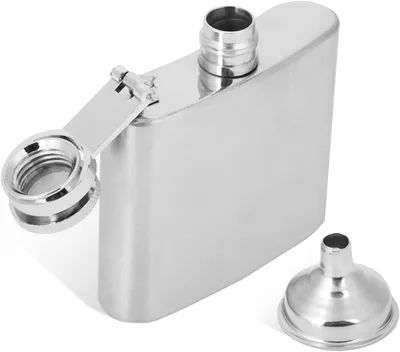Imagen del producto de Mini botellas de acero inoxidable (2 oz) - Embudo para whisky, diseño discreto