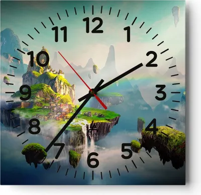 Produktbild von Wanduhr - Quadrat - Glasuhr - Abstraktion Natur - 40x40cm - Schleichendes Uhrwerk - Lautlos - zum Aufhängen bereit - Dekoration Modern - Wanddekoration aus Glas - C4AC40x40-3469