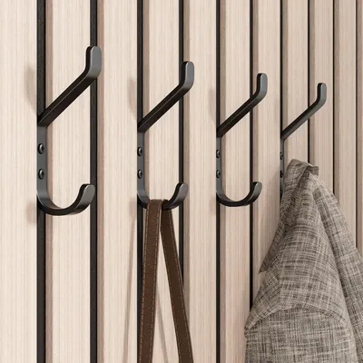 Produktbild von 10 Stück Garderobenhaken, Kleiderhaken zum Schrauben, Wandhaken für Garderobe, Jacken, Hüte, Metallhaken für Schlafzimmer, Wohnzimmer, Badezimmer, Kleiderschrank, Vintage, Schwarz