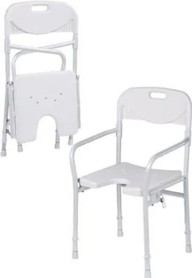 Produktbild von Dietz Duschstuhl 9400-A mit Armlehnen und Rückenlehne, Faltbar, Höhenverstellbar